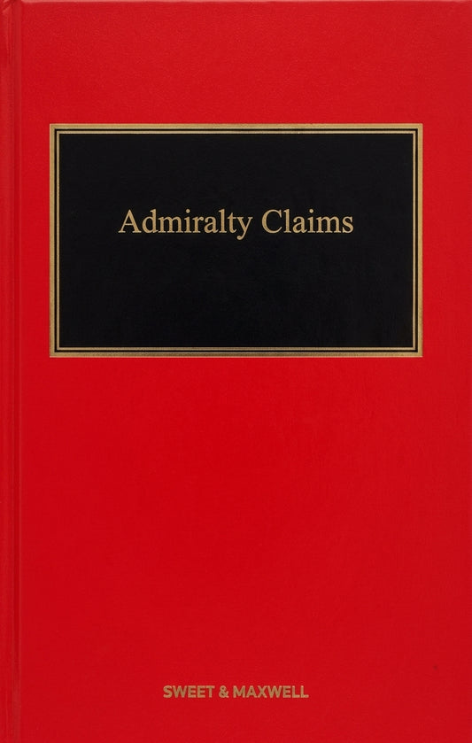 A red hardcover book with a black title panel reading 'Admiralty Claims' in gold lettering, and 'SWEET & MAXWELL' printed near the bottom.