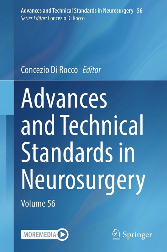 Front cover of the book 'Advances and Technical Standards in Neurosurgery Volume 56' edited by Concezio Di Rocco, published by Springer. The cover features a blue gradient background with white text and the Springer logo at the bottom right.