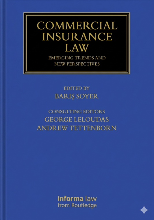 Book cover of 'Commercial Insurance Law' with blue background and black text