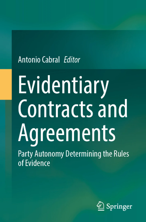 Book cover of 'Evidentiary Contracts and Agreements' with a green and blue gradient background.