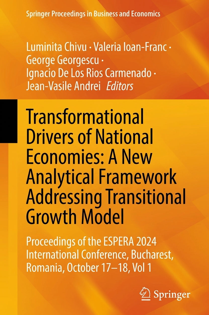 Book cover for 'Transformational Drivers of National Economies: A New Analytical Framework Addressing Transitional Growth Model', published by Springer. The cover features a bold yellow-to-orange gradient background with black text and a black vertical stripe near the left edge.